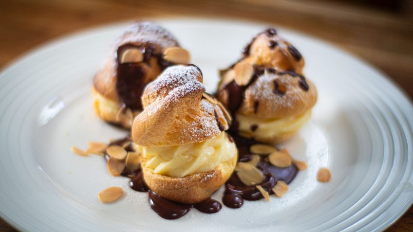 Profiteroles with Hot Chocolate Sauce